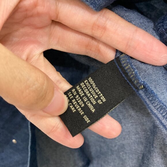 DG2 by Diane Gilman size 2X Blue Denim Studded Snap Button Up Soft Shirt Western - Picture 8 of 10